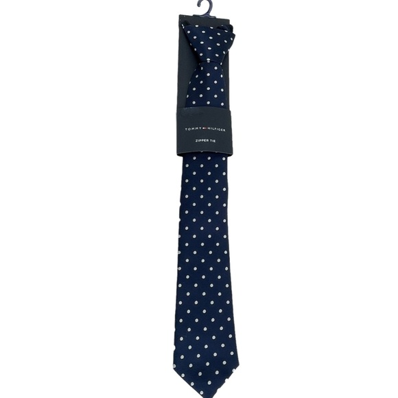 Tommy Hilfiger Other - Tommy Hilfiger Navy Polka Dot Polyester Sipper Neck Tie